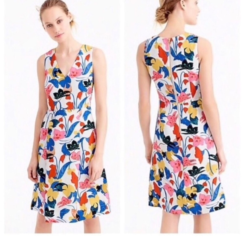 J. Crew A-Aline Linen Blend Dress in Morning Floral